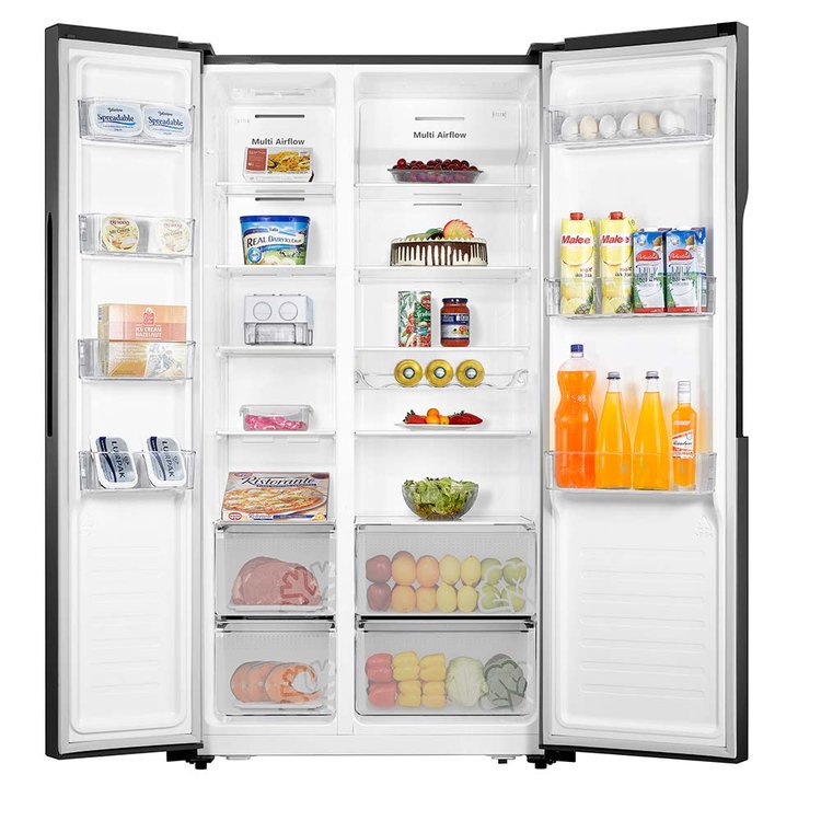 Teknix Side by Side American style Fridge Freezer in Black Steel THSBS1791PBIX