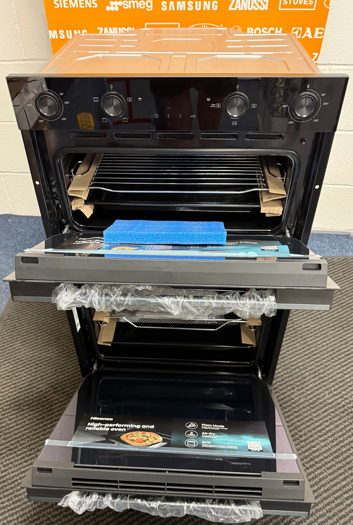 Hisense BID914221ADBG (96) Double Built In Oven In Black - Air Fry - A Rated - (Ex Display) - HW182396