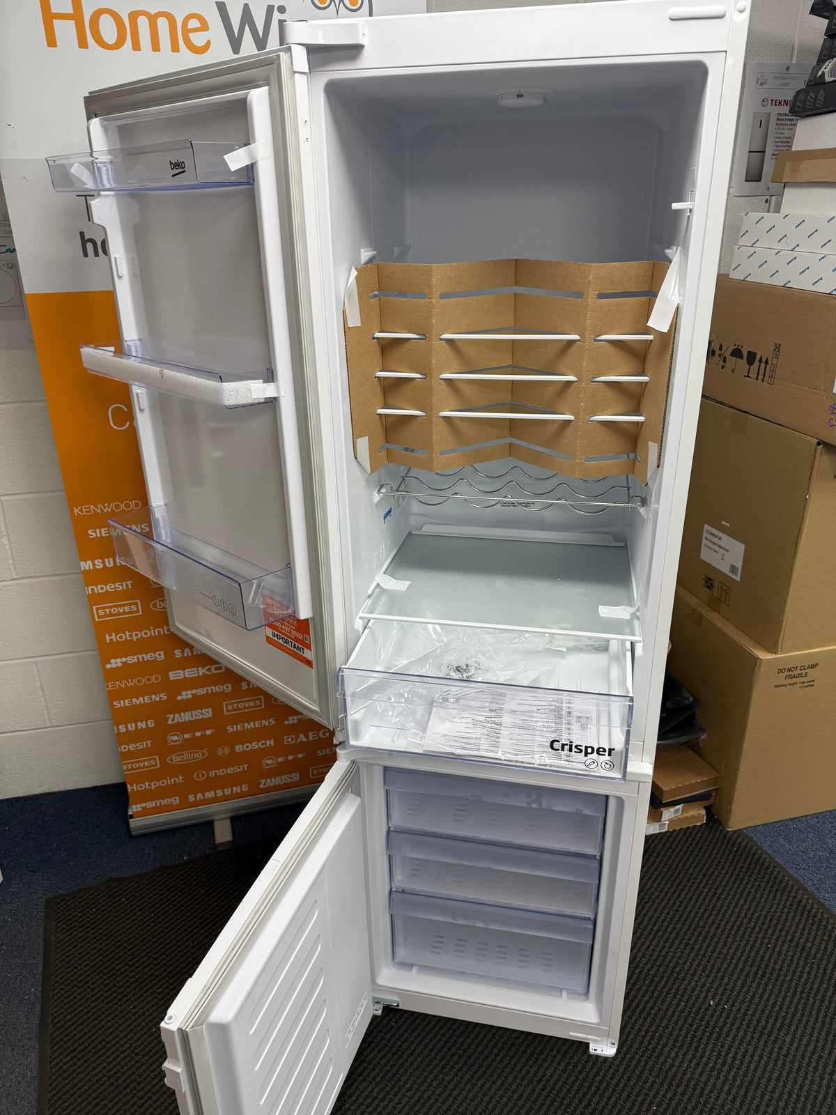 Beko BCFD473 (70) 70/30 Frost Free Integrated Fridge Freezer with Sliding Hinge - E Rated - (Ex Display) - HW182870