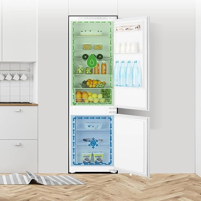 Teknix BITH70FF 70/30 Integrated Fridge Freezer with Total No Frost - 246 Litres - E Rated stock photo fridge and freezer diagram