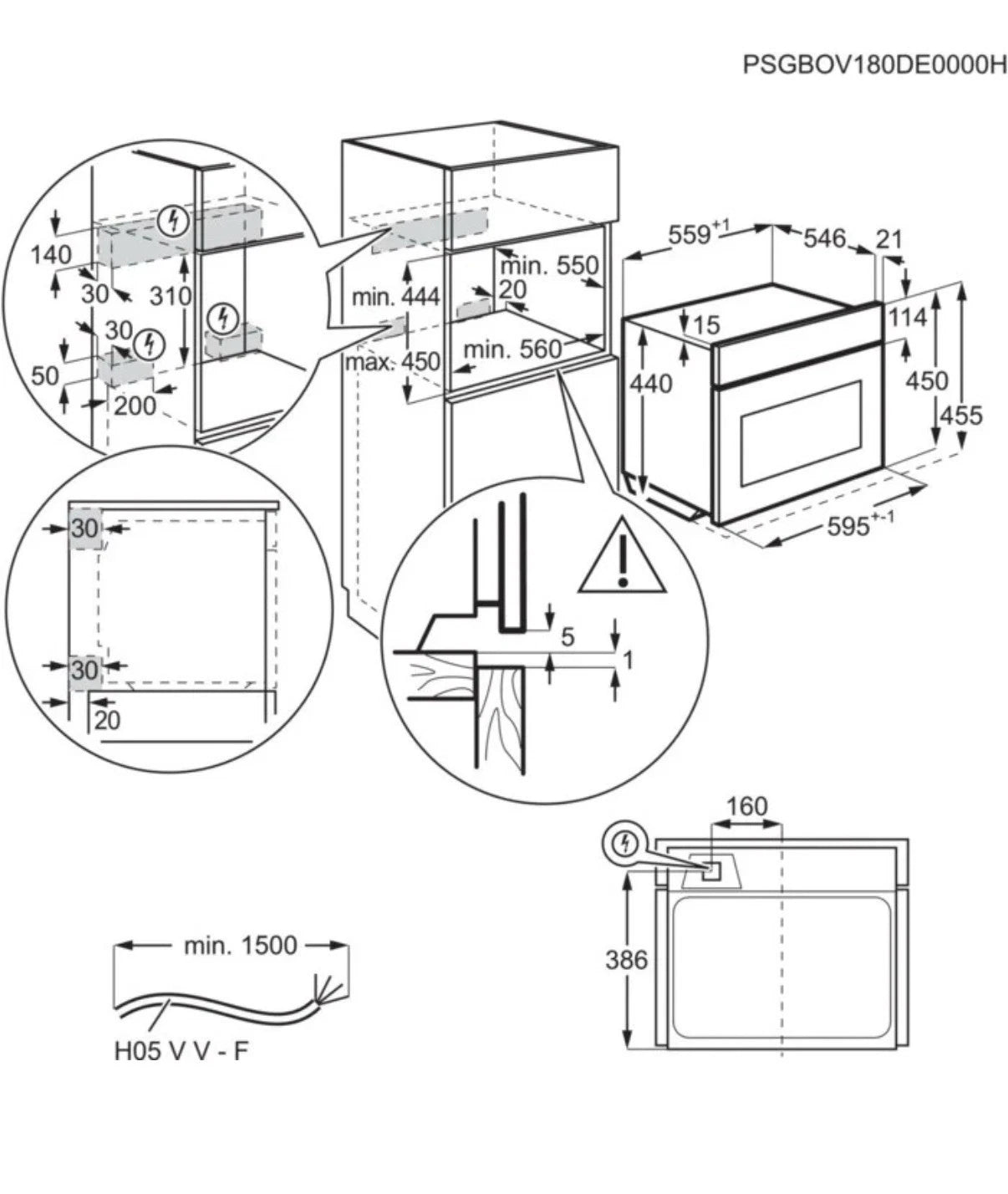 Zanussi ZVENM7K1 (29) Built In Compact Combination Oven and Microwave in Black - (Blemished) - HW181929