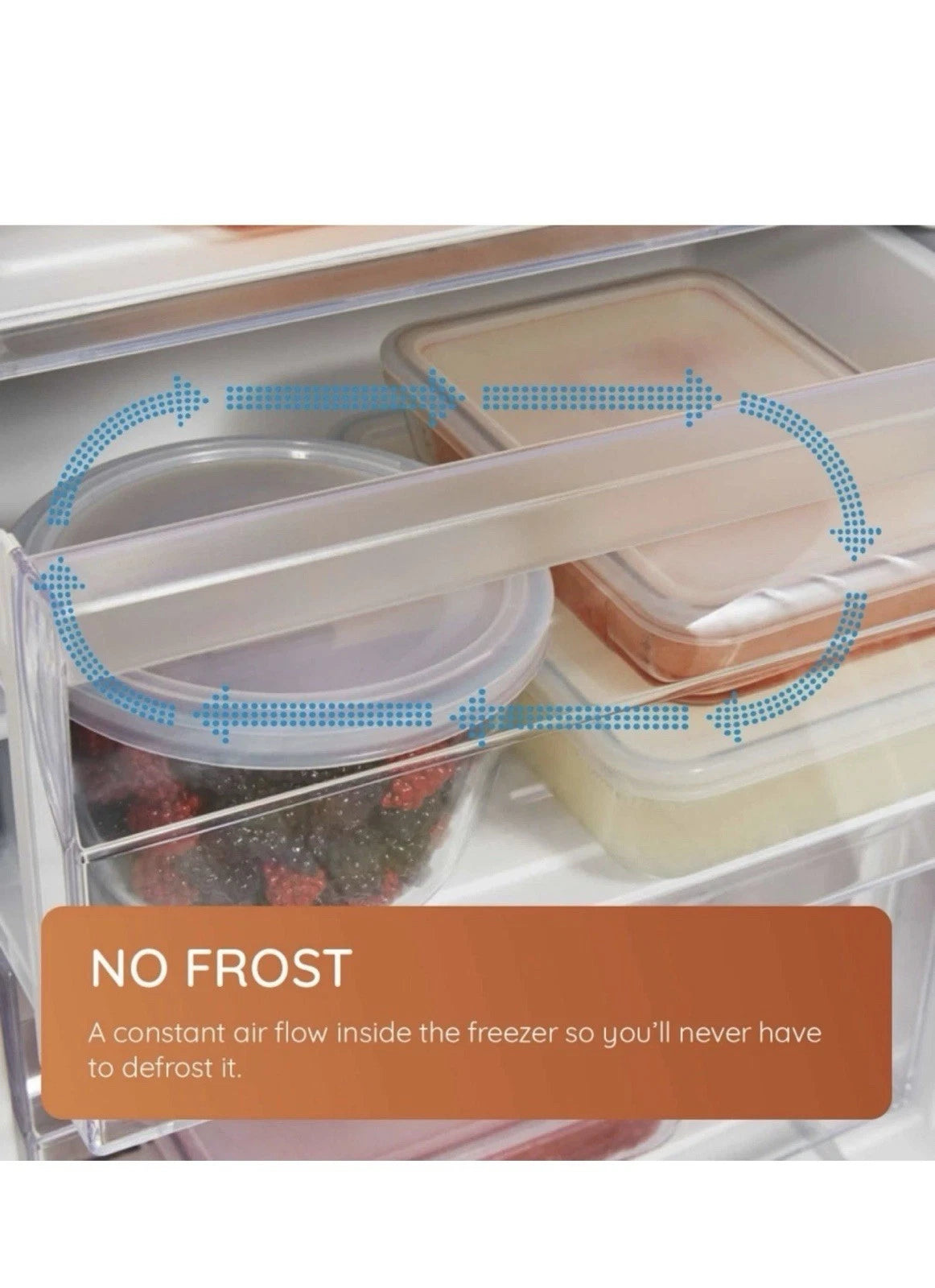 Hotpoint HTSD18F013H1 209 Litre Tall Built-In Freezer with No Frost - E Rated from HomeWise Appliances. stock photo graphic for No Frost.