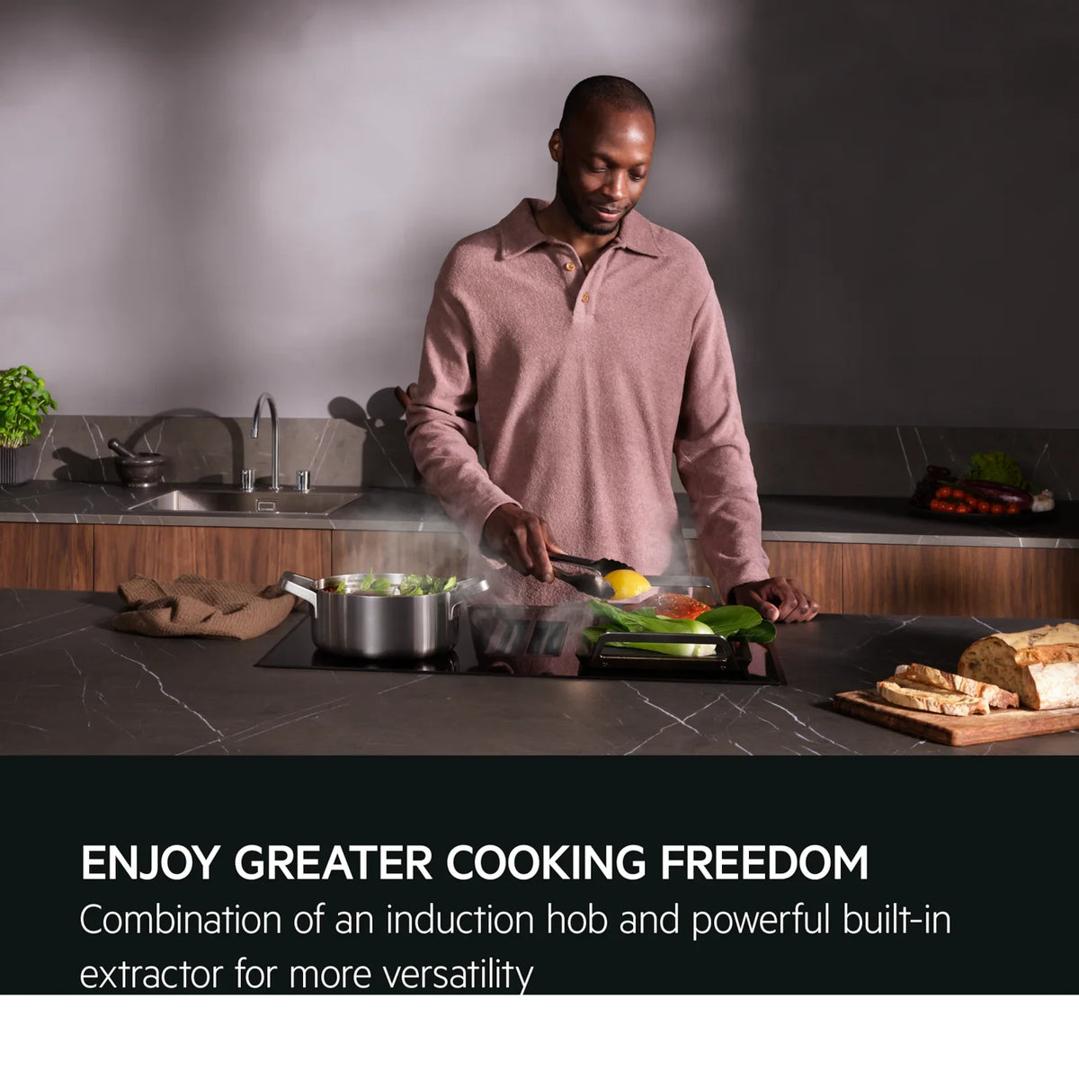 AEG Venting Hob TCH74B01CB (31) 68cm 4 Zone Induction Hob with Integrated Venting Hood in Black - (Tatty Box) - HW182631 - MANAGERS SPECIAL NOW £959.20