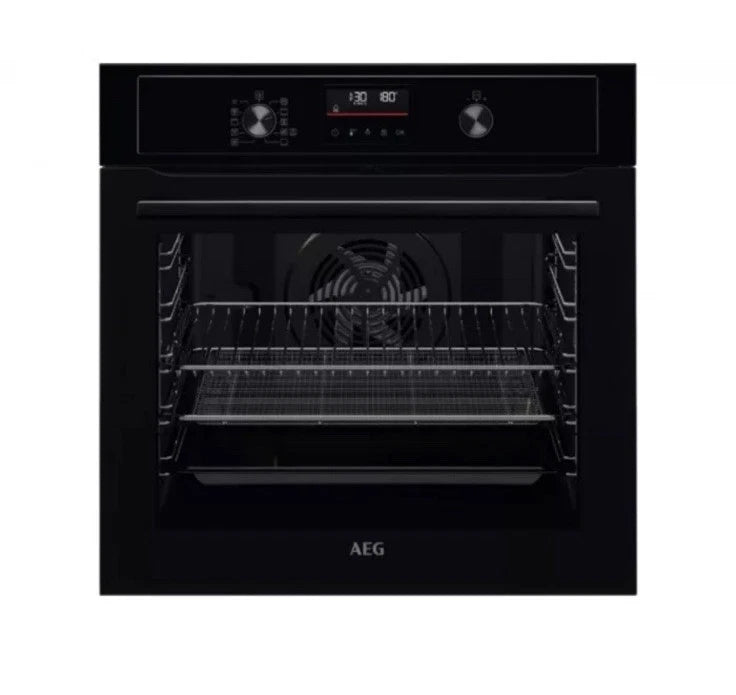 AEG 3000 BEX535A61B (45) Built In Electric Single Oven in Black with AirFry and Aqua Clean Enamel - A+ Rated - (Blemished) - HW182445