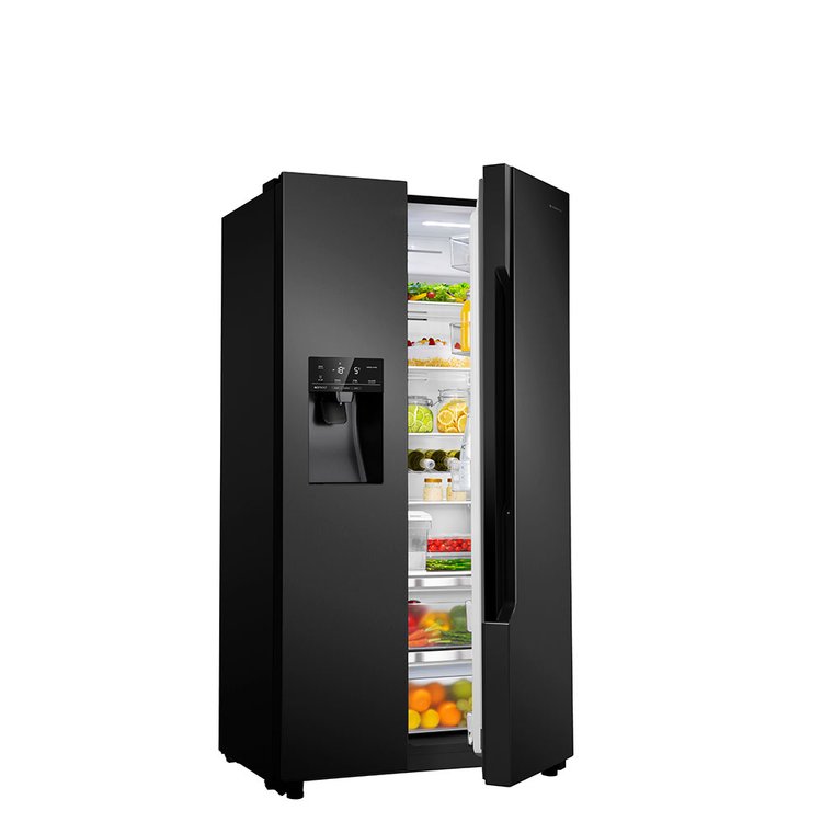 Teknix Side by Side American style Fridge Freezer in Black Stainless THSBS1791INBIX