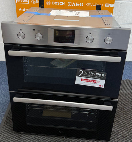 AEG 600 OU5NU20M (15) SurroundCook Clean Enamel Built-under Double Oven in Stainless Steel - A/A Rated - (Tatty Packaging) - HW182715