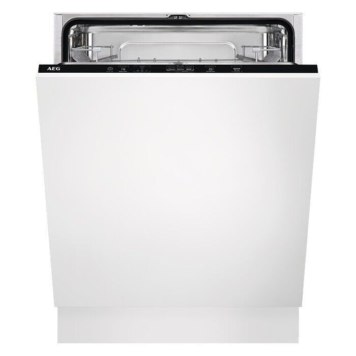 AEG 3000 FSB42607Z Air Dry Fully Integrated Built In Dishwasher - Black Control Panel with Sliding Door Fixing Kit. Stock Photo