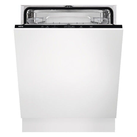 AEG 3000 FSB42607Z Air Dry Fully Integrated Built In Dishwasher - Black Control Panel with Sliding Door Fixing Kit. Stock Photo