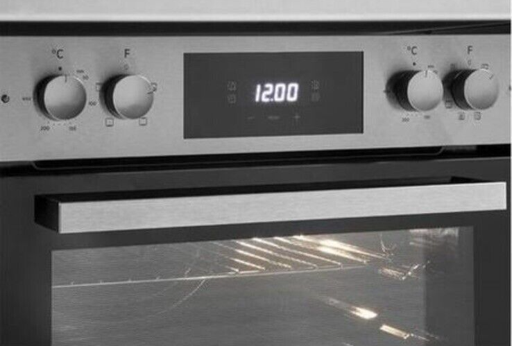 HOOVER H-OVEN 300 HO7DC3E3078IN Electric Built under Double Oven Stainless Steel Clock close up