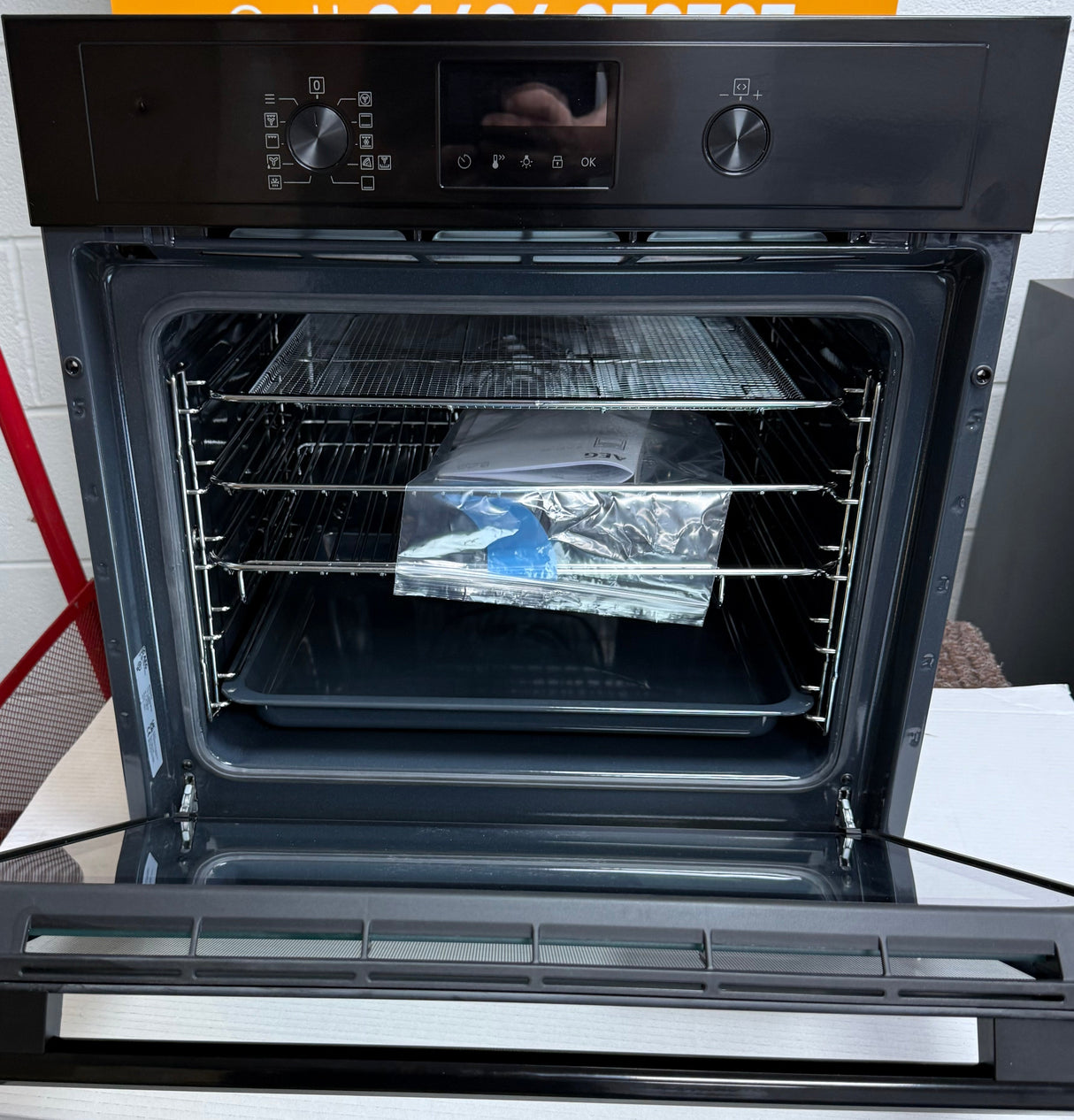 AEG 3000 BEX535A61B (45) Built In Electric Single Oven in Black with AirFry and Aqua Clean Enamel  - A+ Rated - (Blemished) - HW182445