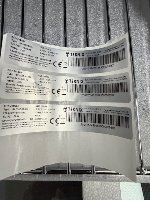 Teknix BITK264GSX 69 Litre Gas Oven with Digital Clock in Stainless Steel - LPG Convertible - POHW0141