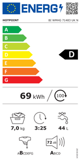 Hotpoint BI WMHG 71483 UK N (94) 7KG 1400RPM Integrated Washing Machine ex display - HW182694
