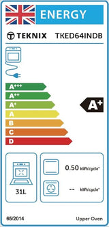 Teknix TKED64INDB 60cm Induction Hob Double Oven Electric Cooker in Black [Energy Class AA Rated] Stock Photo energy label for top oven