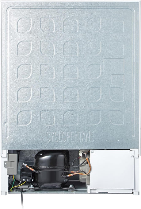 Teknix BITHUL4 Integrated Undercounter Larder Fridge - Built In with 138 Litre Capacity - Reversible Door - Digital Controls - White [Energy Class E]  stock photo flat back of appliance