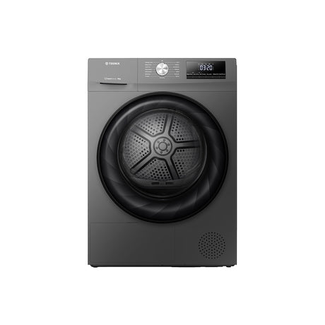 Teknix TKHP8HS 8KG Heat Pump Dryer in Titanium - A++ Rated stock photo front of the dryer.