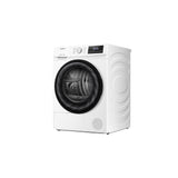 Teknix TKHP8HW 8KG Heat Pump Dryer in White - A++ Rated. Stock photo of the front angled showing right side panel.