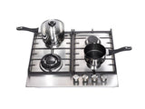 Teknix SCGH61X Signature Collection 4 Zone Gas Hob  in Stainless Steel with Wok Burner and Cast Iron Pan Supports - POHW0123
