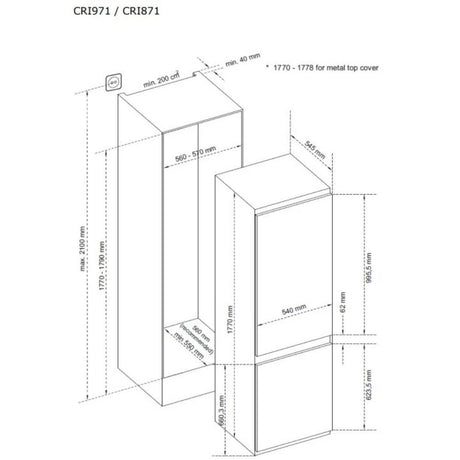 CDA CRI871/1 70/30 Integrated Frost Free Fridge Freezer - E Rated - (Blemished) - HW181848