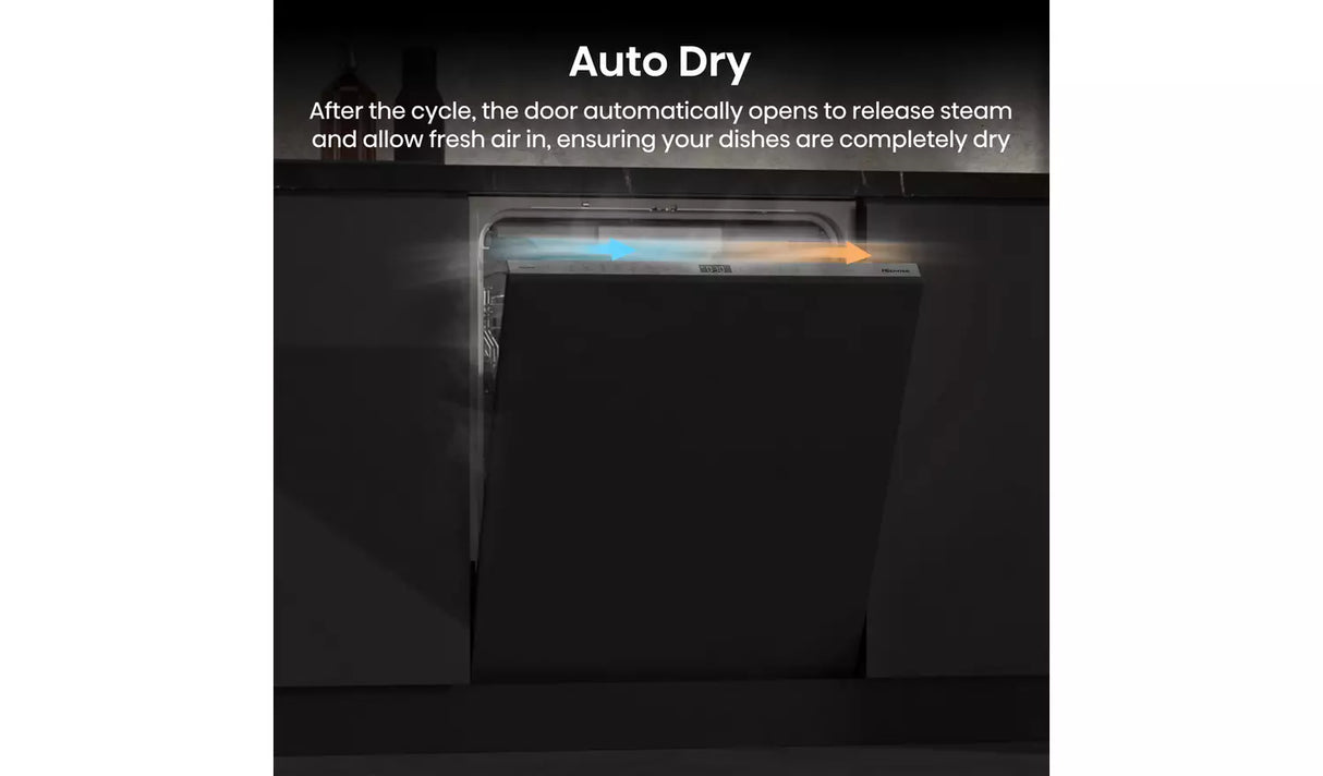 Hisense HV673A60UK (42) Full-Size Fully Integrated Dishwasher with Top Cutlery Tray - A Rated - (Ex Display) - HW182142