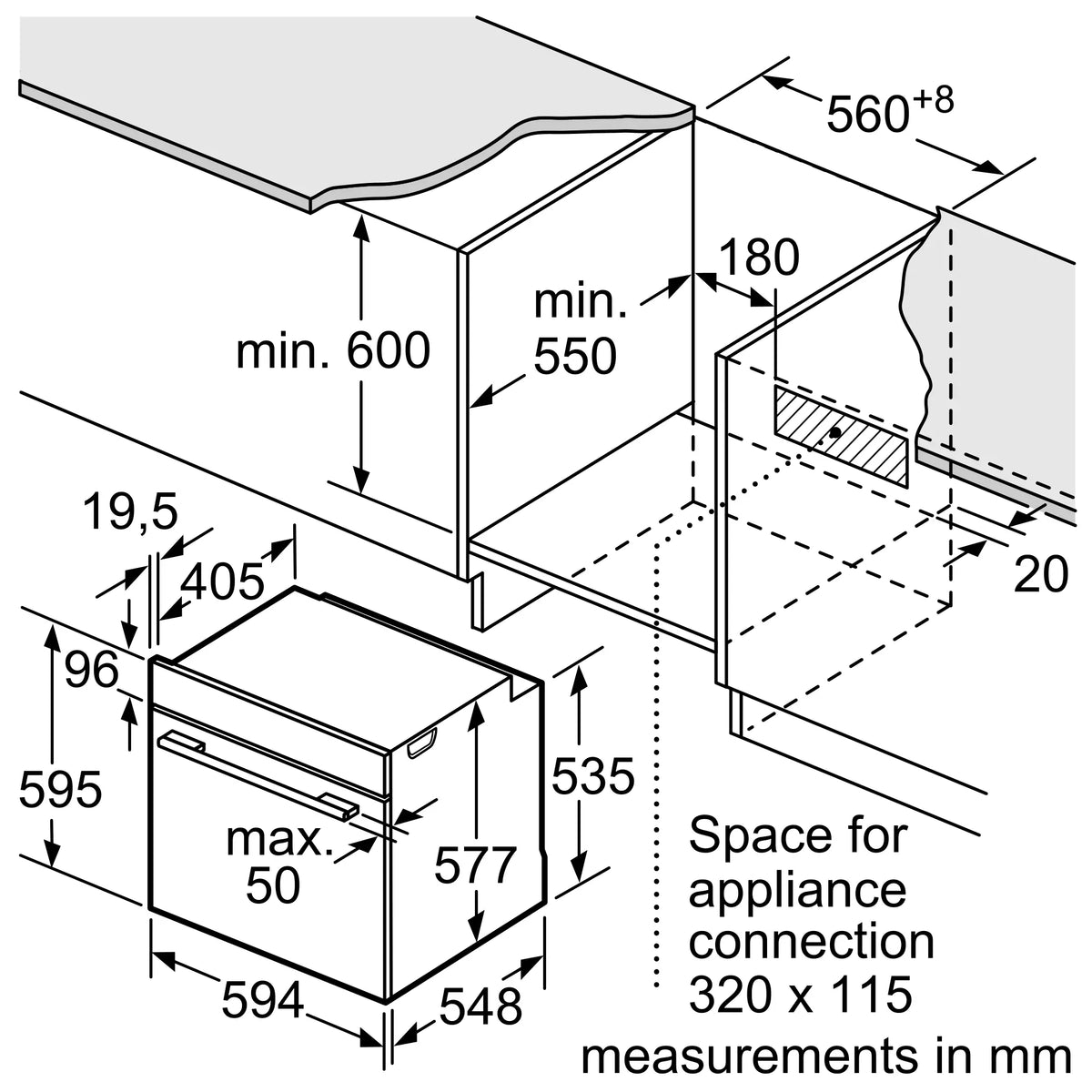 Neff N50 B6ACH7AN7B (68) Slide & Hide Built-in Single Oven with Pyrolytic Self Cleaning in Stainless Steel - A+ Rated - (Ex Display) - HW182768