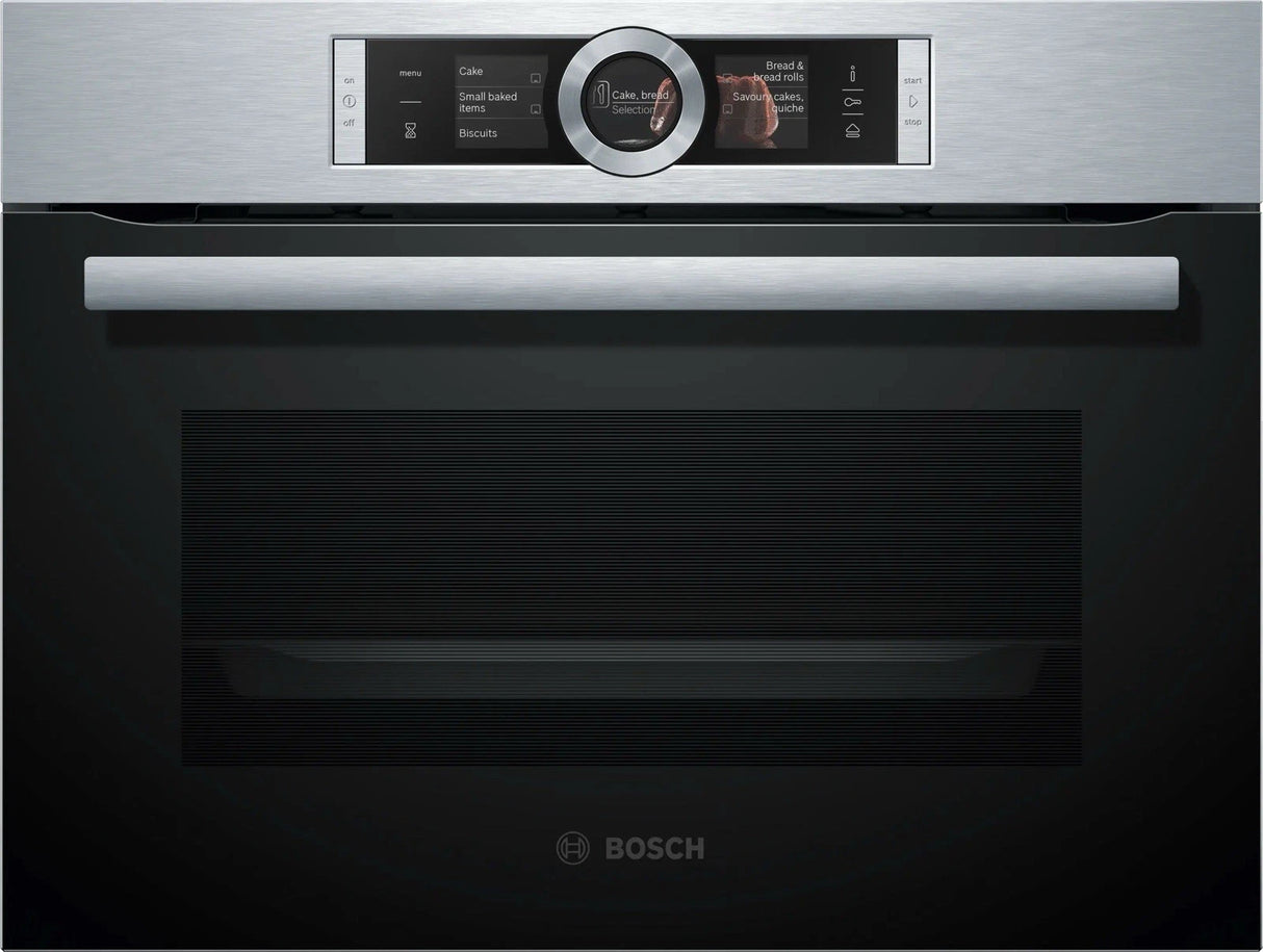 Bosch Series 8 CSG656BS1B Built-in Electric 47 Litre Compact Steam Oven with 4D Hot Air in Stainless Steel - (Blemished) - HW181931