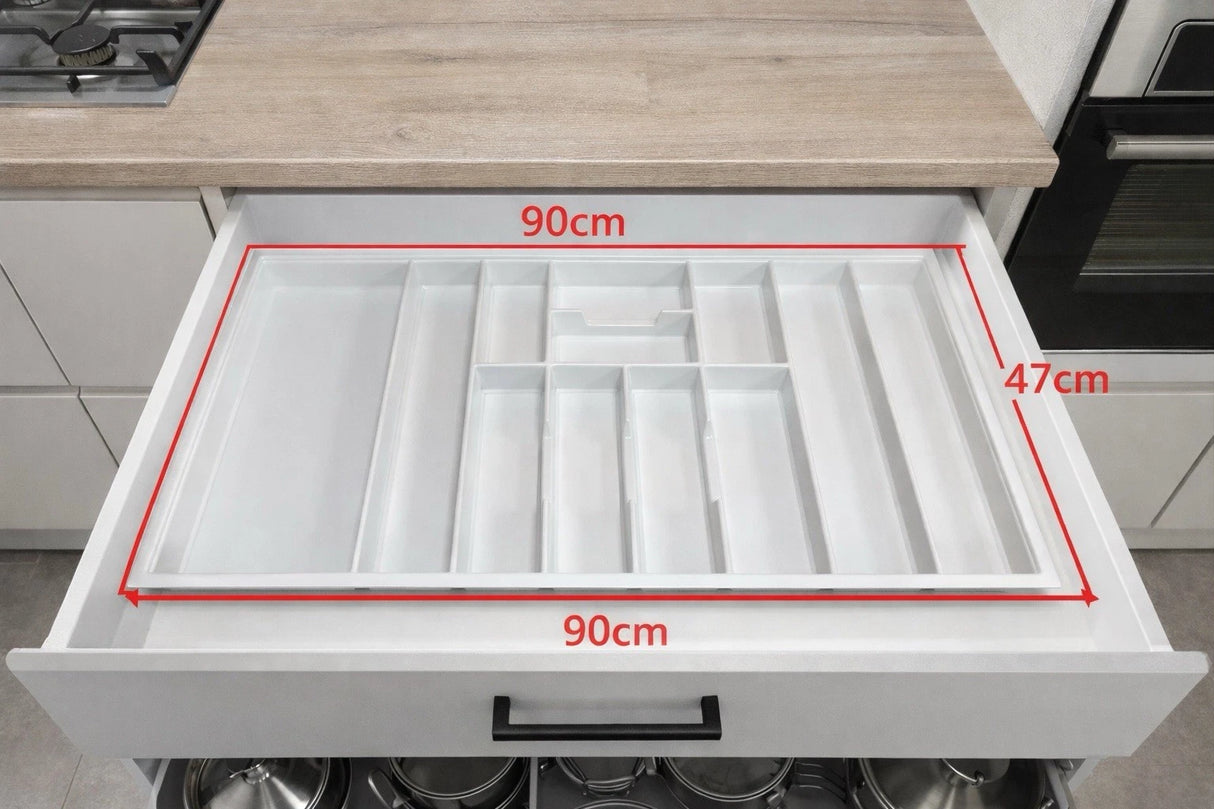 White Plastic Cutlery Drawer Insert (Thickness-2.5mm Width-900mm  Depth-470mm Height-55mm) - Box of 5 - WCT5 - MANAGERS SPECIAL NOW £32.00