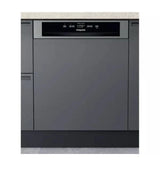 Hotpoint H3B L626 X UK Semi Integrated Full Size Dishwasher with Black and Stainless Control Panel - Fixed Door Hinge Kit - E Rated - HW181877