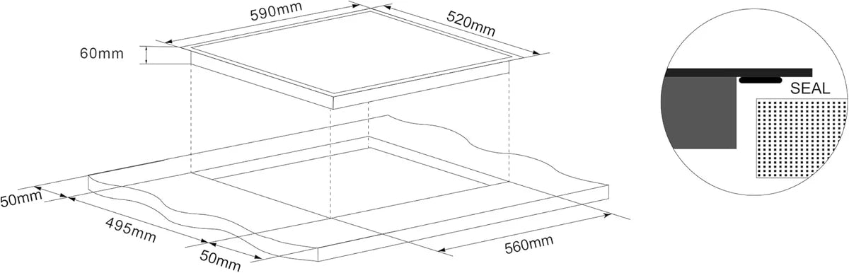 Viceroy WRFLEX60 60cm 4-Zone Plug and Play Flexi Induction Hob - POHW0142