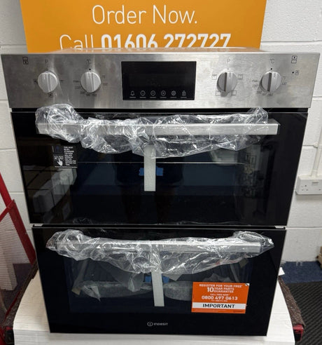Indesit DUI 10D IX (95) Built-Under Electric Double Oven in Stainless Steel - A/A Rated - (Ex Display) - HW182395
