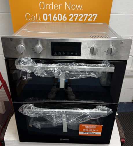 Indesit DUI 10D IX (95) Built-Under Electric Double Oven in Stainless Steel - A/A Rated - (Ex Display) - HW182395