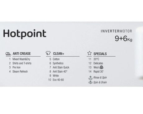 Hotpoint BI WDHG 961485 UK (87) 9KG Wash 6KG Dry Integrated Washer Dryer with Anti-Stain - (Ex Display) - HW182487
