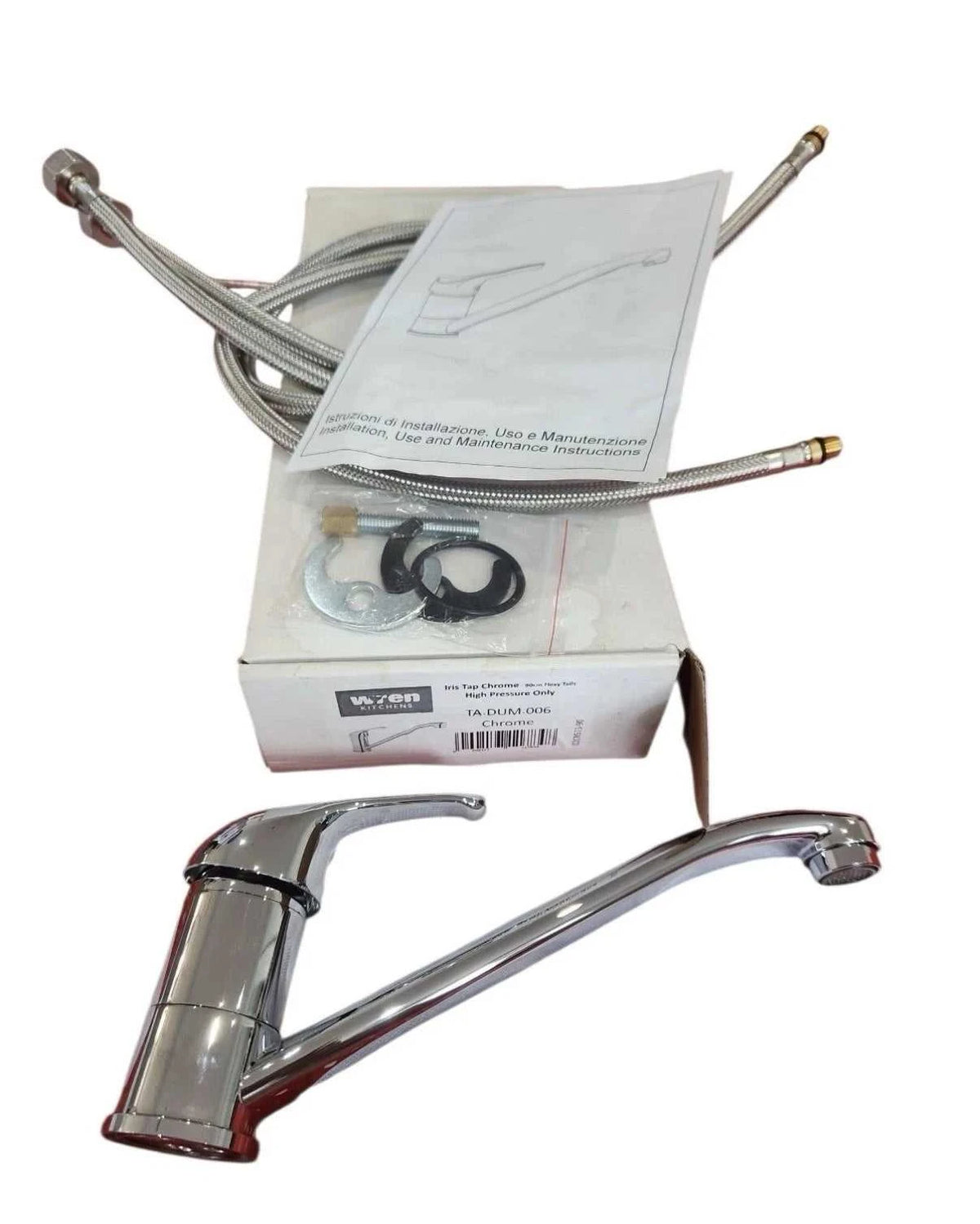Wren Kitchens Iris Chrome Monobloc Single Lever Kitchen Mixer Tap - (New Boxed) - TA.DUM.006 - HW182790