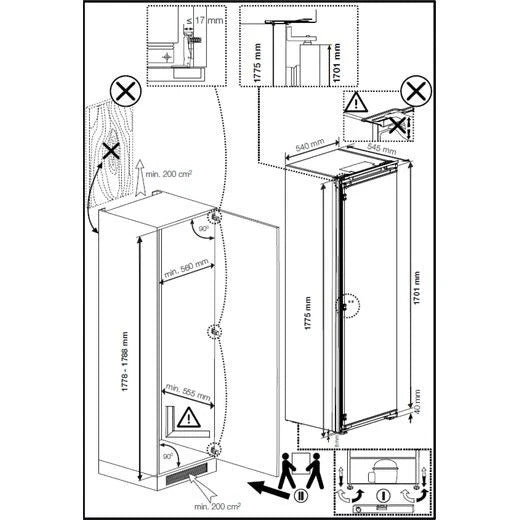 Beko BFFD4577 (59) 178cm Integrated Frost Free 220L Tall Upright Freezer with Sliding Hinge - E Rated - (Ex display blemished) - HW182559