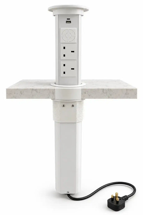 N28-0200WHUK Motorised PopUp Socket with Bluetooth® Technology Speaker and Wireless Charging - (New Boxed) - HW182913