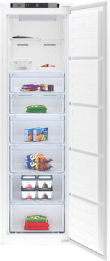Beko BFFD4577 (59) 178cm Integrated Frost Free 220L Tall Upright Freezer with Sliding Hinge - E Rated - (Ex display blemished) - HW182559