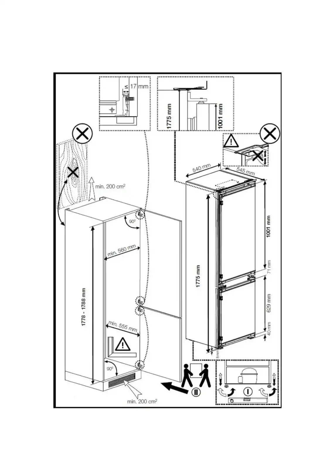Beko BCFD473 (70) 70/30 Frost Free Integrated Fridge Freezer with Sliding Hinge - E Rated - (Ex Display) - HW182870
