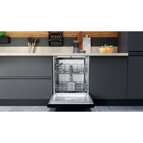 Hotpoint H3B L626 X UK Semi Integrated Full Size Dishwasher with Black and Stainless Control Panel - Fixed Door Hinge Kit - E Rated - HW181877