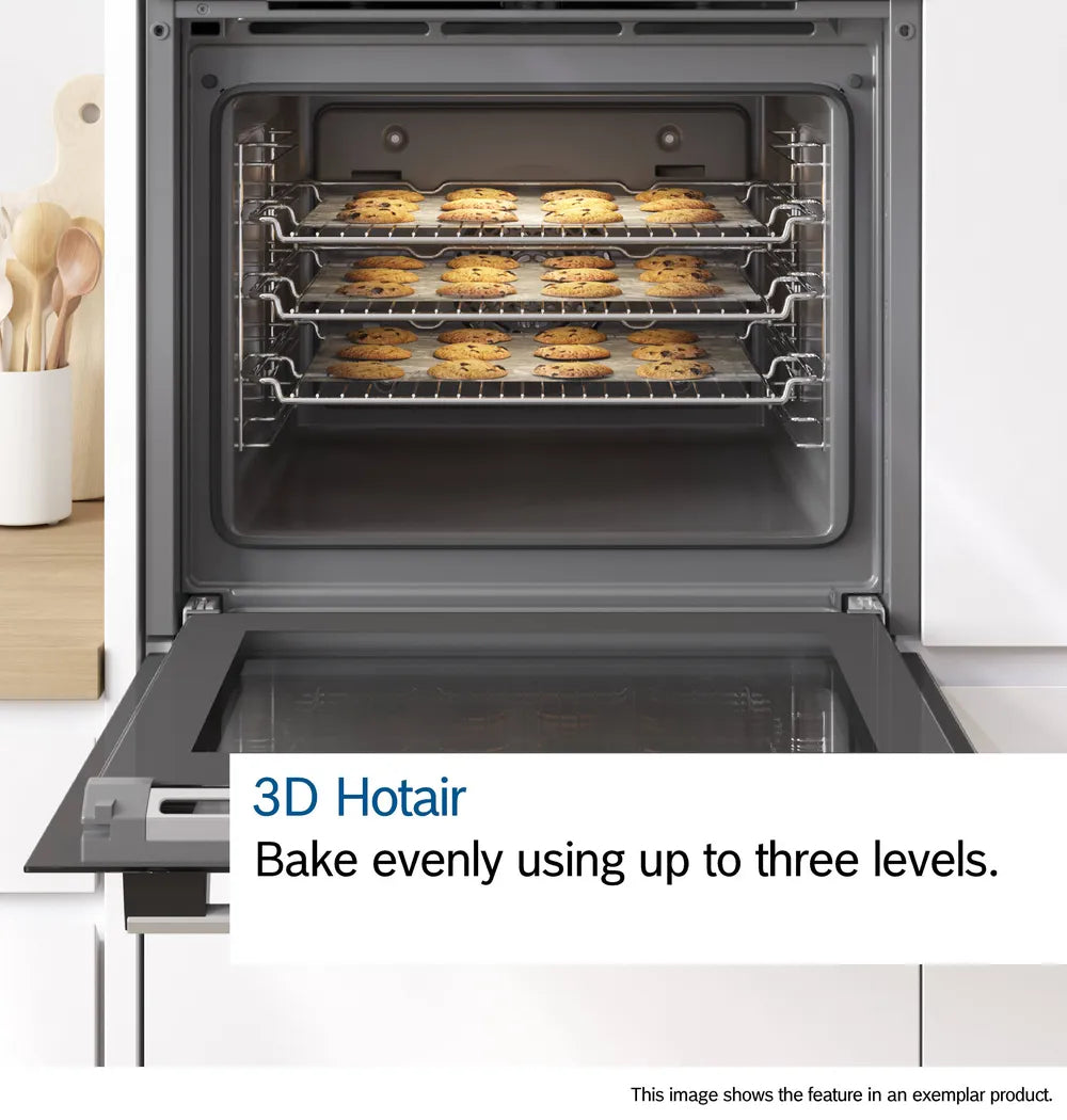 Bosch Series 2 HHF113BA0B (86) Built-In Electric Single Oven in Black with 13 Amp Plug - A Rated - (New Boxed) - HW182386