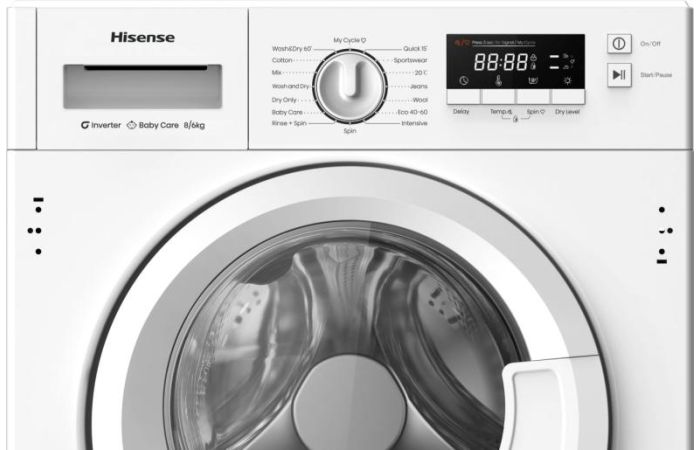 Hisense WD3M841BWI 8+6KG 1400 Spin Integrated Washer Dryer in White - B/E Rated - POHW0044