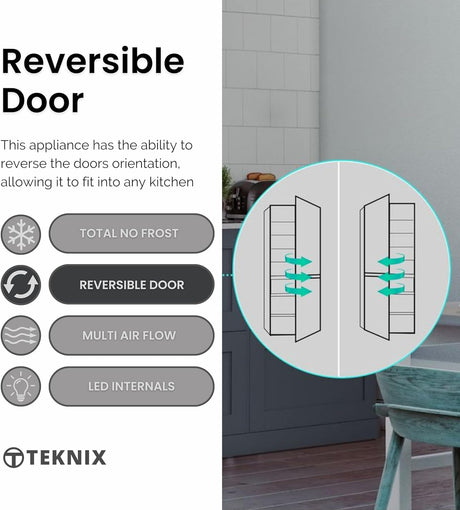 Teknix FFPH1825PW/E 256 Litre Fridge Freezer with Total No Frost in White - POHW0084
