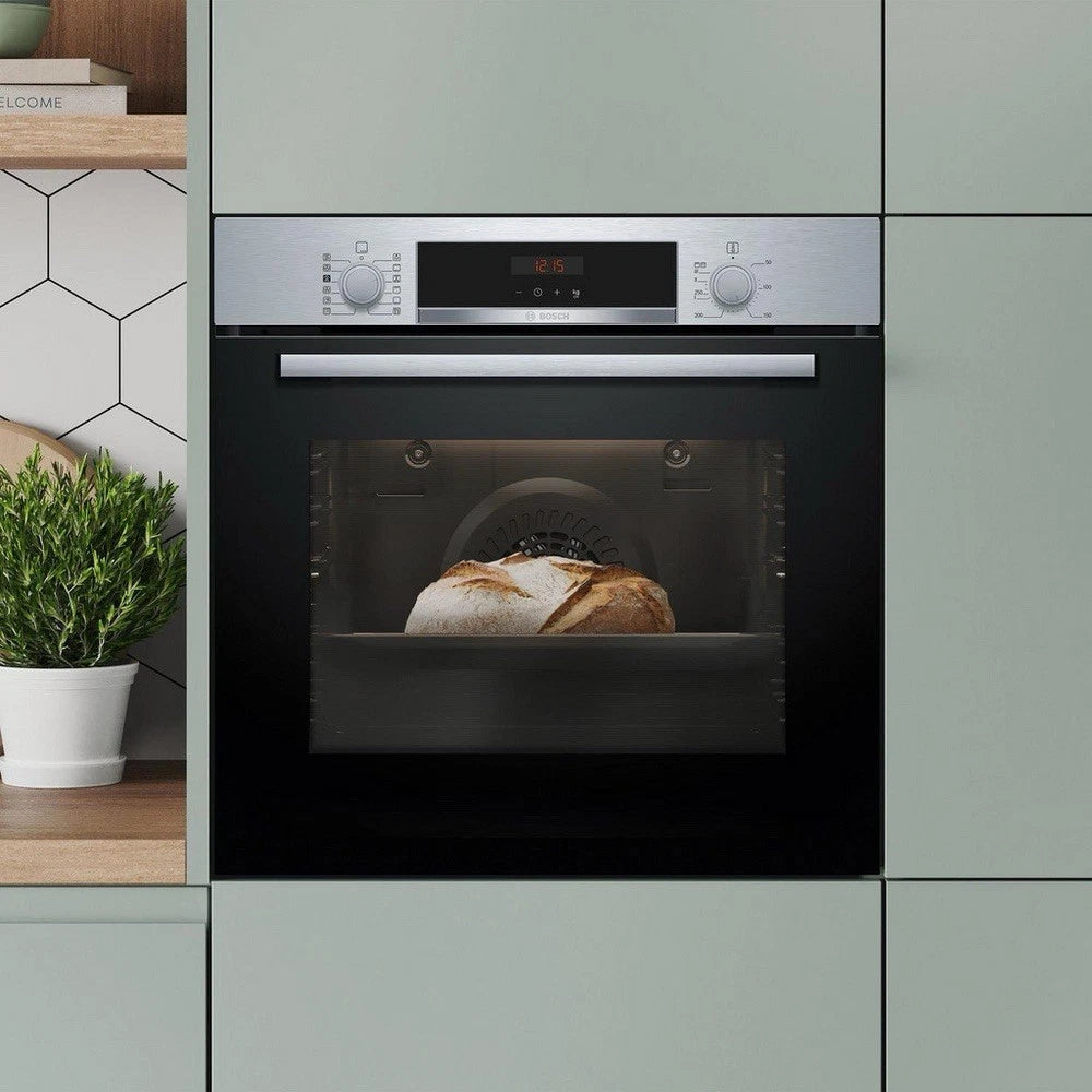 Bosch Series 4 HQA574BS3B (23) Electric Single Oven with Pyrolytic Self Cleaning in Stainless Steel - (Ex Display) - HW182523
