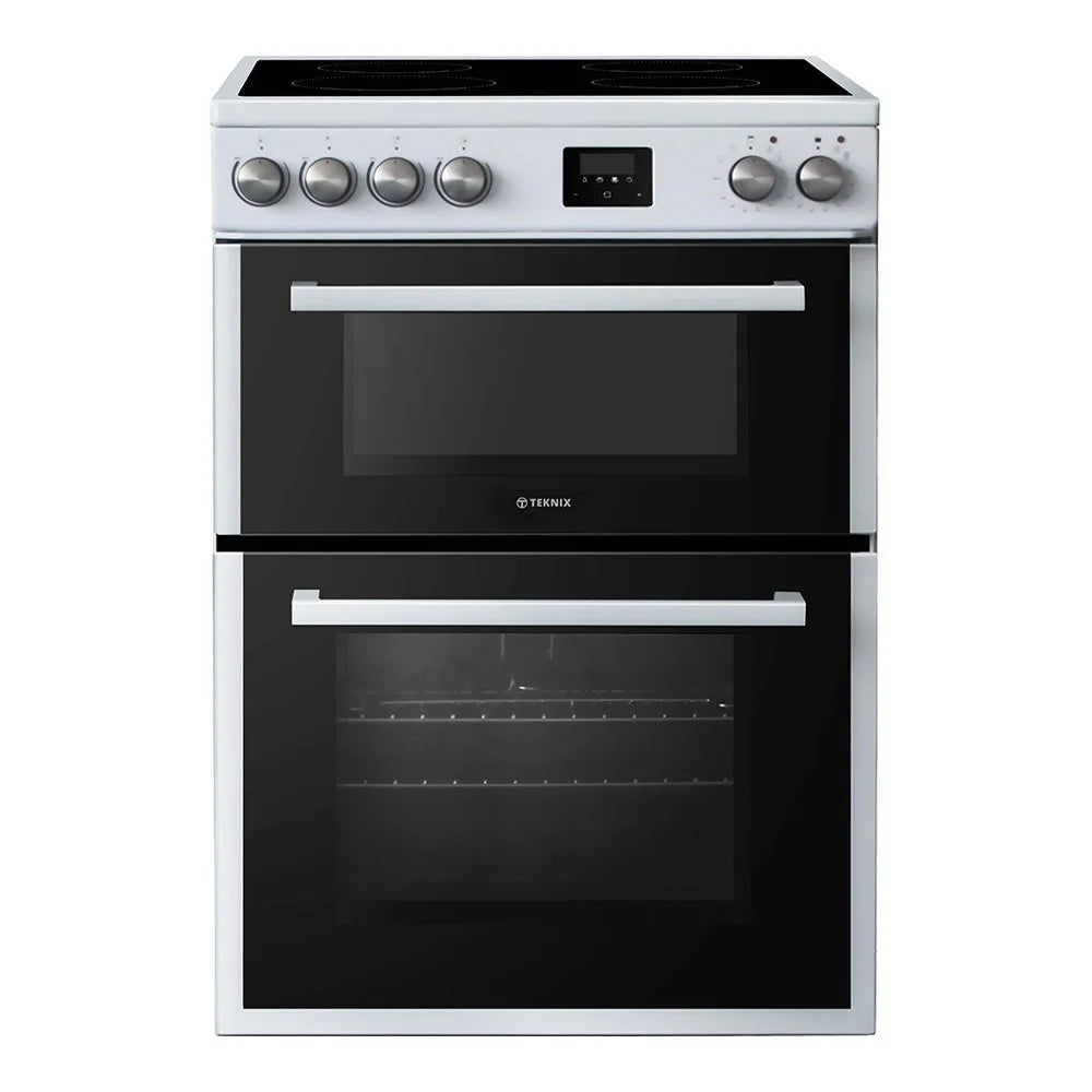 Teknix TKED64INDW 60cm Induction Hob Double Oven Electric Cooker in White [Energy Class AA Rated] - POHW0131